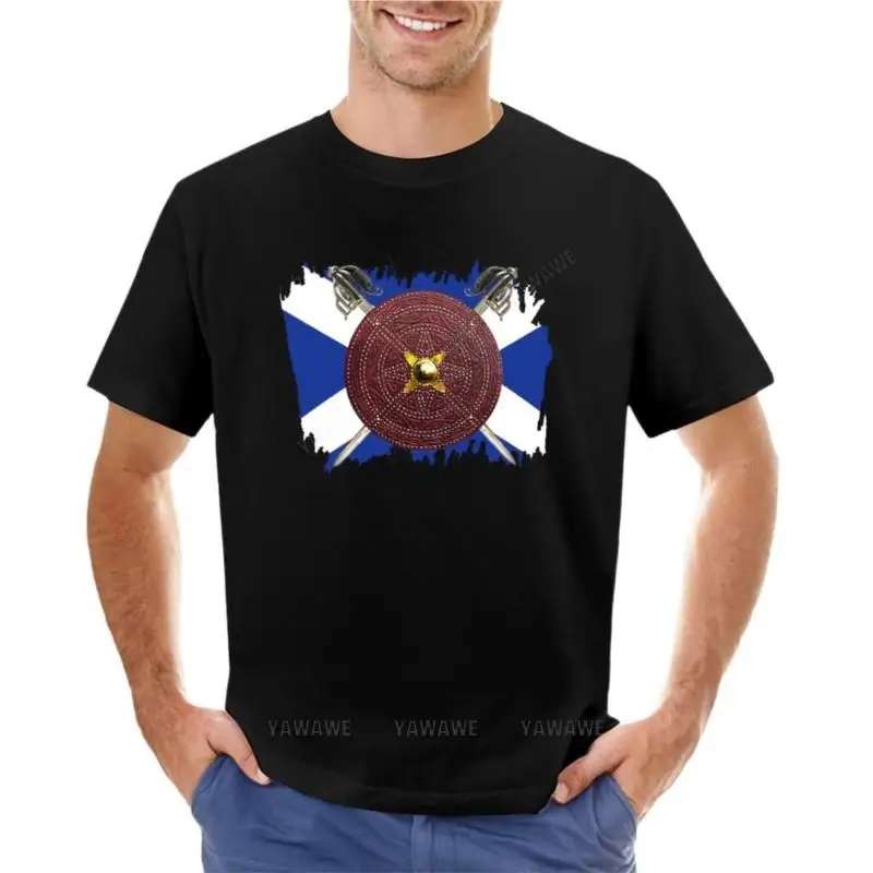 

Мужская хлопковая футболка Saltire, черная футболка с круглым вырезом