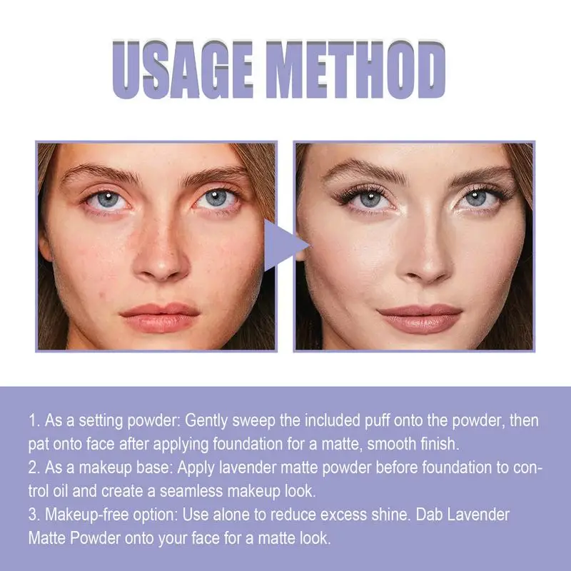 Матовая пудра Lavendel длительный срок работы искусственная для контроля жирности