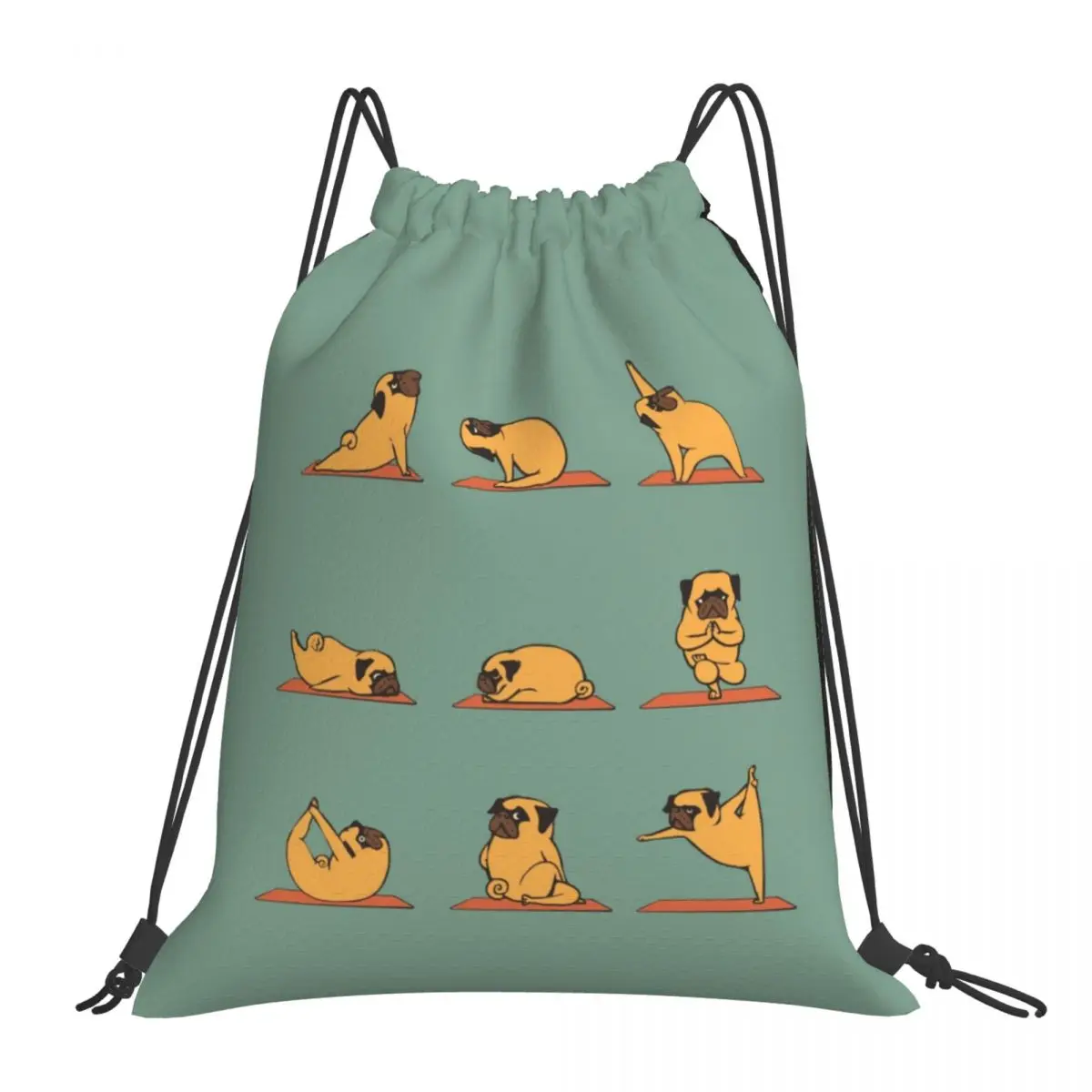 

Рюкзаки для мопса и йоги, повседневные Портативные Сумки на шнурке, спортивная сумка с карманами на шнурке, сумки для книг для мужчин и женщин, для школы