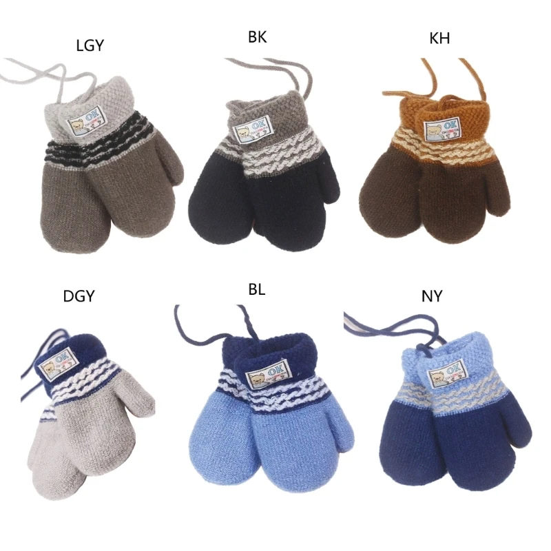 

2Pcs Trendy Children Full Finger Gloves Baby Knitted Mittens for Toddler Outdoor