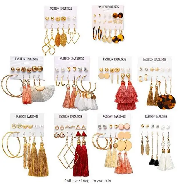 

6pcs New Earrings Jewelry Bohemian Moon Earrings Jewelry Triangle Tassel Earrings Set Vintage Earrings Ethnic Tribal Ear Ring