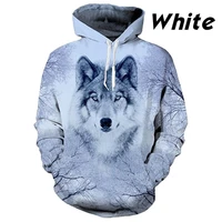 european and american hot sale 3d printed wolf hoodie fashion long sleeved cool pullover personality animal hoodie sweatshirt
