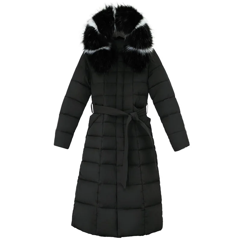 Hot Sale Women X-Long Hoodie Down Cloak For Winter Thicken Warm Jacket Large Fur Collar Slimming Hooded Overcoat Snowwear 3XL