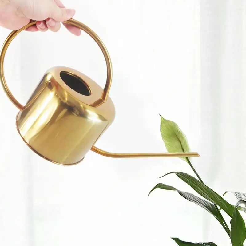 

Stainless Steel Long Spout Watering Cans Golden Bronze Gardening Watering Cans Household Metal Retro Watering Cans