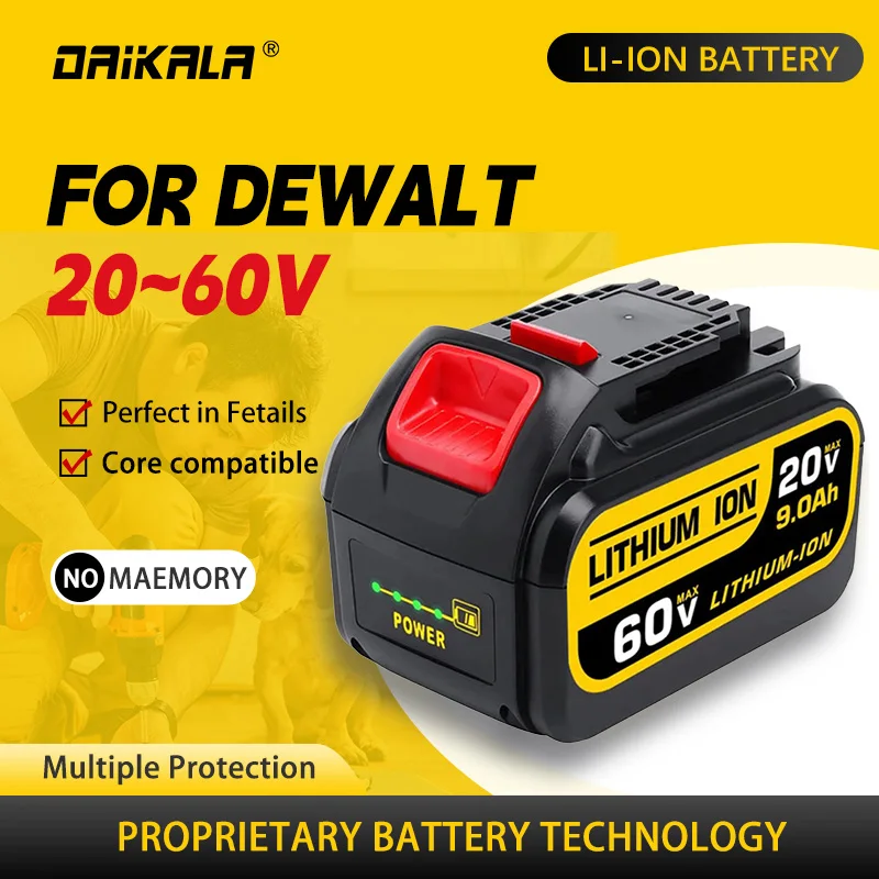 

For DEWALT 20V/60V MAX compatible DCB609 DCB547-XJ DCB200 DCB201 DCB609 DCB182,DCB204 Batería for flexvolt 60v max bater