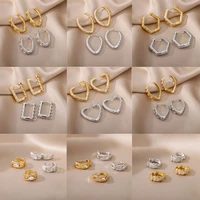 zircon heart earrings hoop earrings for women metal gold color geometric hoop earrings ear cuff piercing wedding jewelry gift