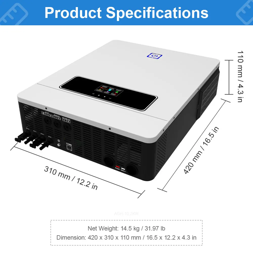 Daxtromn 10 кВт 2 2XMPPT вкл./выкл. солнечный гибридный инвертор с выходом от 48 В до