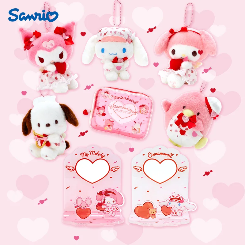 

Sanrioed 13Cm Melody Keychain Cinnamoroll Stand Kuromi Storage Bag Cupid Series Stuffed Animals Plush Girls Valentine Days Gift