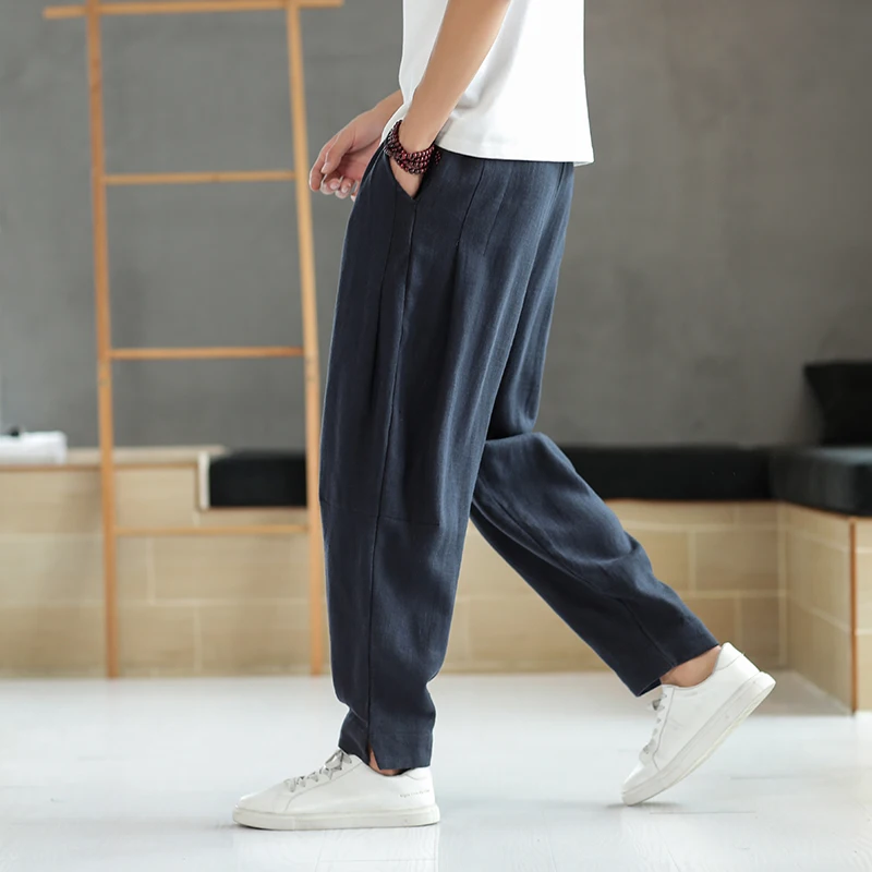 

Men's Pants Cotton Linen Casual Pants Men Chinese Style Pants Wide Leg Pants Loose Pants Linen Trousers