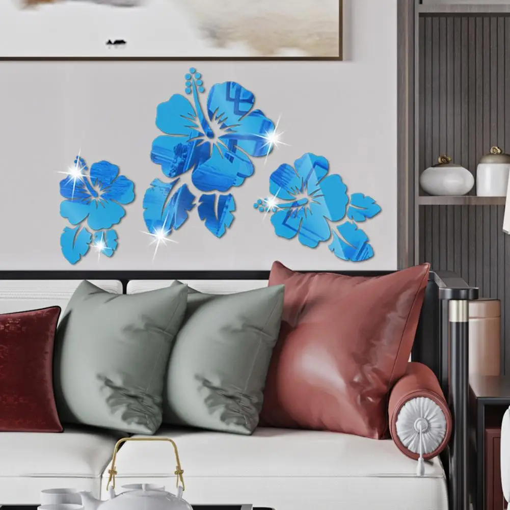 

9Pcs Mirror Wall Stickers 1mm Thick Self-Adhesive Acrylic Mirror Lovely Floral Decals DIY Decoration Removable 3D Rose Stickers