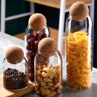home ball cork lead free glass jar with lid bottle storage tank sealed tea cans cereals transparent storage jars coffee contains