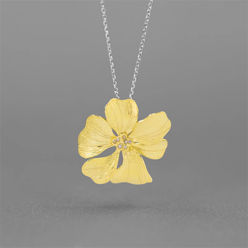 

INATURE 925 Sterling Silver Elegant Zircon Peony Flower Pendant Necklace For Women Luxury Jewelry