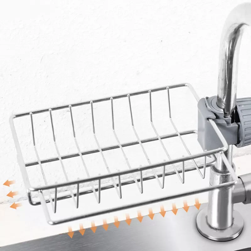 

Drainer Storage Soap Stainless Dishcloth Rag Steel Sponge Shelf Adjustable Rack Dry Kitchen Basket Finishing Faucet Towel Pool