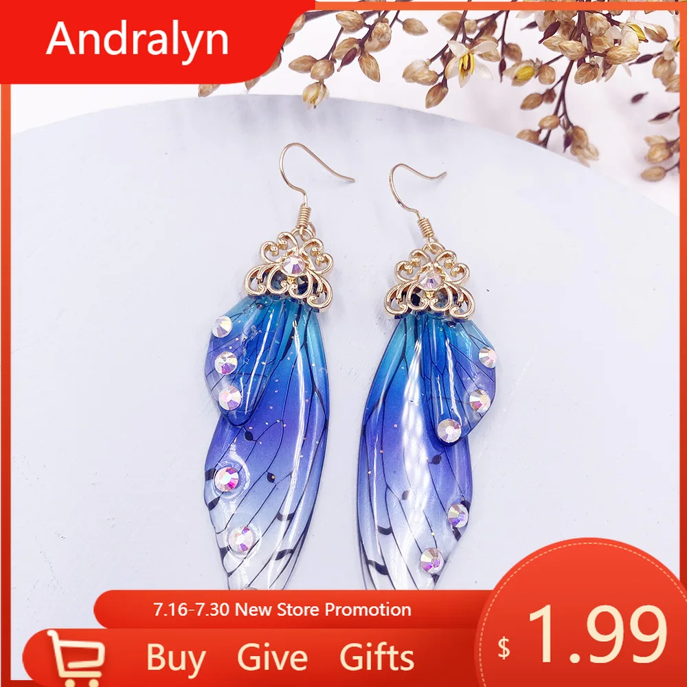

Новые синие серьги-бабочки ручной работы, Длинные свадебные серьги в виде капли воды с животными, Эффектные серьги, памятный подарок