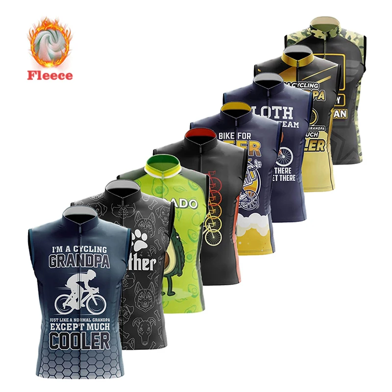 

Men's 2022 Funny Cycling Jersey Winter Fleece Bike Gilet Warm Sleeveless Cycling Vest MTB Racing Bicycle Jacket Roupa Ciclismo