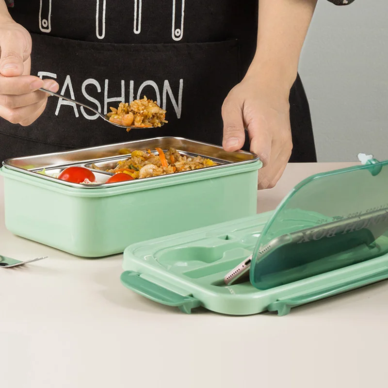 

Microwaveable Lunch Box with Tableware Plastic Japanese Compartmentalized Bento Boxes Food Container for Kids Women Man Student