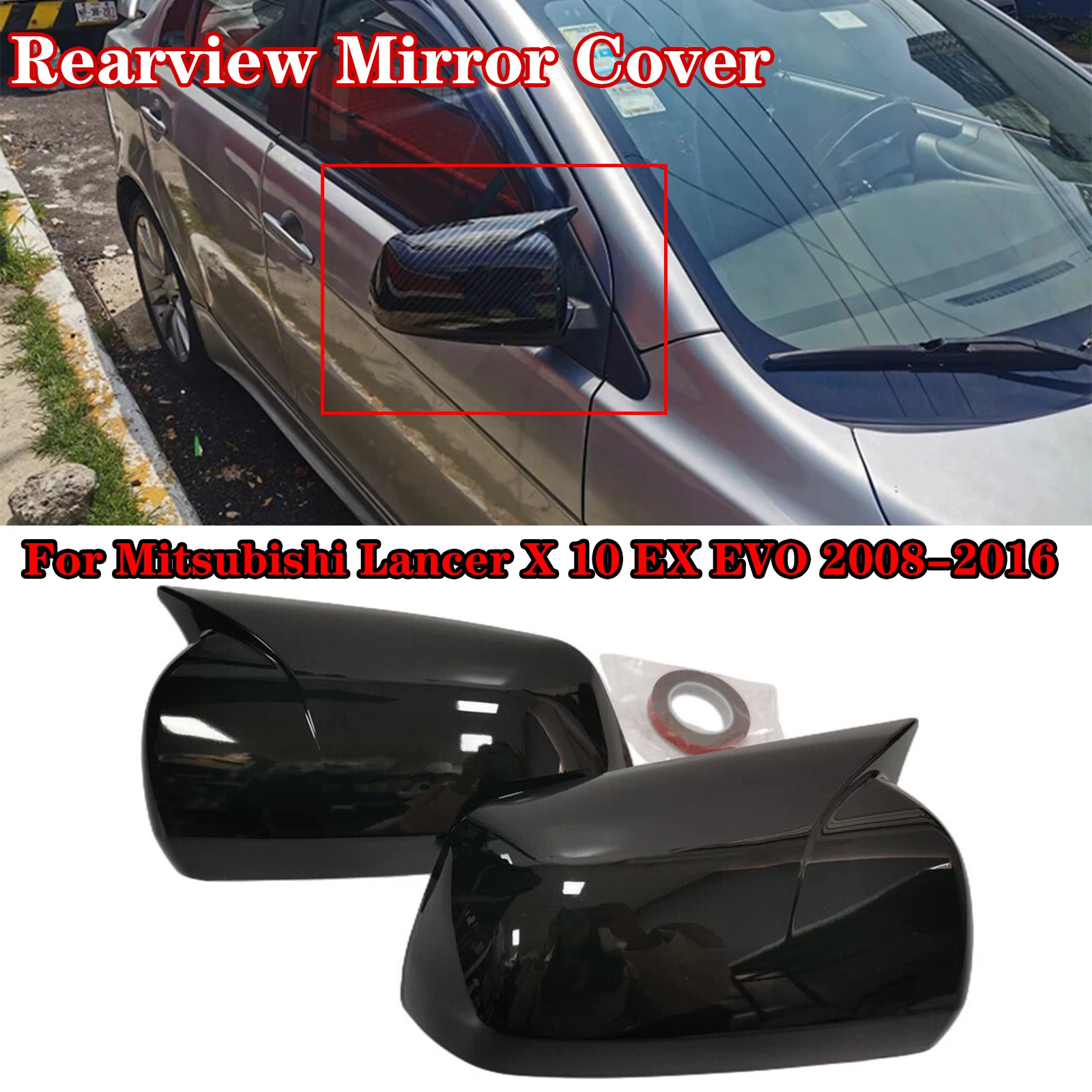 

Пара накладок на боковое зеркало заднего вида для Mitsubishi Lancer X 10 EX EVO 2008-2016