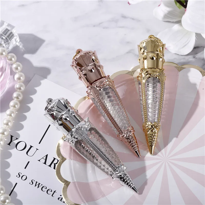 1pc 3ml 5ml Rose Gold Crown Plastic Empty Carrot Lip Gloss Tube Cosmetic Wand Lipgloss Packaging Container DIY Lipstick  New