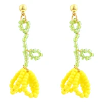 sweet handmade beaded flower earrings 2022 summer korean style fresh girls earrings