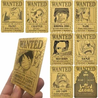 anime one piece metal gold card japanese anime luffy zoro nami chopper bounty game figures collection cards children toys gift