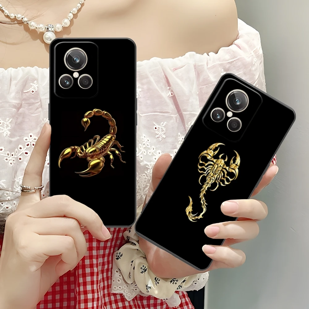 Colored Golden Scorpio Mobile Cell Phone Case for Realme GT 2 9i 8i 7i Pro X50 X2 C35 C21 C20 C11 C3 Black Cover Shell