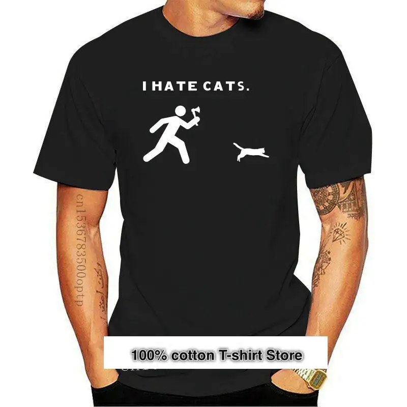 

Camiseta de manga corta de diseño para hombre, camisa divertida de verano de I Hate Cats, 2021