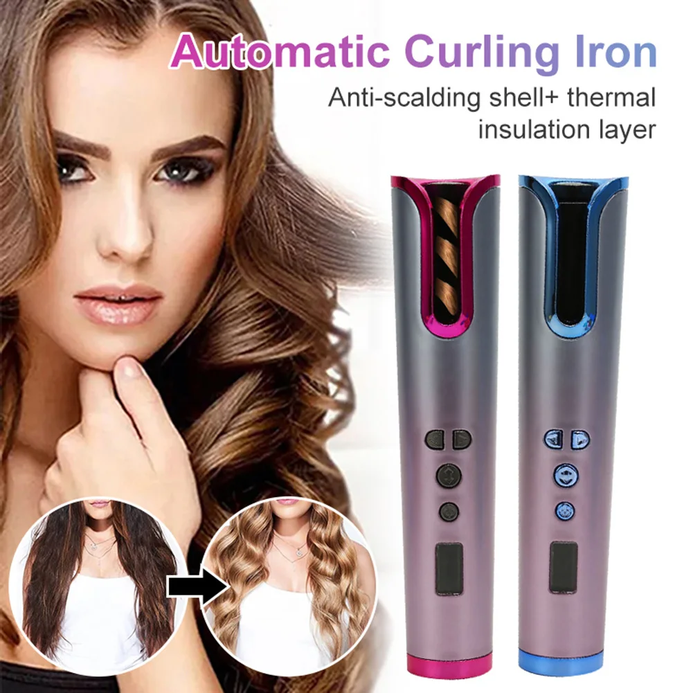 

Wireless Automatic Hair Curler Fast Heating Cordless Curling Iron 6-Gear Temperature Adjustable Rechargeable Hair Curling Tool