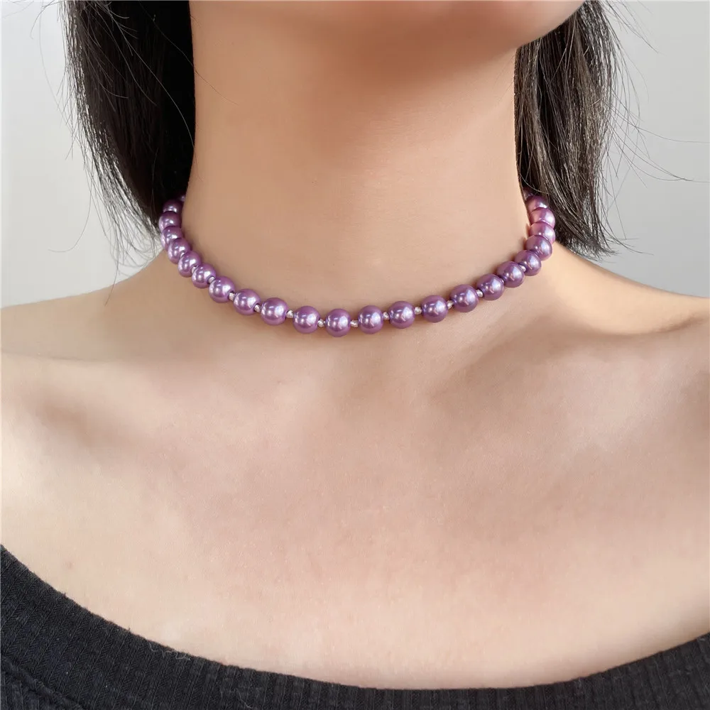 

Vintage French Imitation Pearls Choker Necklaces Goth Collarbone Chain For Women Fashion Charm Party Wedding Jewelry Gift