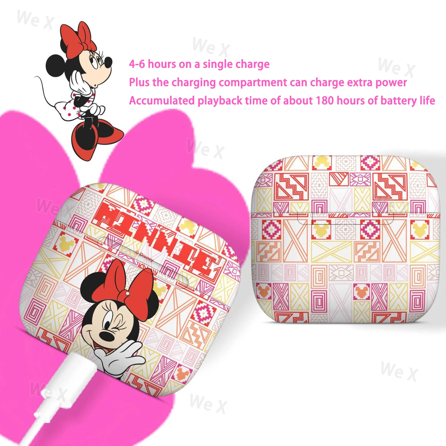 

Disney Minnie TWS Wireless Earphone Bluetooth Headphone Stereo Headset Bass Daisy Smart Touch Control Noise Reduction Earbuds