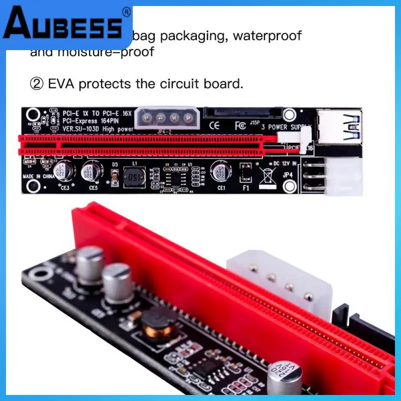 

6pin Interface Pci-e Riser Board 60cm Pci-e Gpu Adapter 4 Capacitors Gpu Extender Riser Card 16a Power Supply Stable Gold-plated