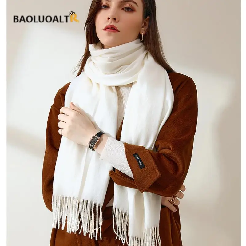 

Luxury High Quality 2022 Winter New Texture Ladies Scarf Solid Color Windproof Thickening Ladies Shawl Warm Fashion Tassel Scarf