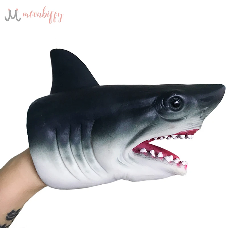 Shark Hand Puppet TPR Animal Head Gloves Figure Simulation Animals Kids Toy Model Scaring Gag Halloween Jokes kids Gifts