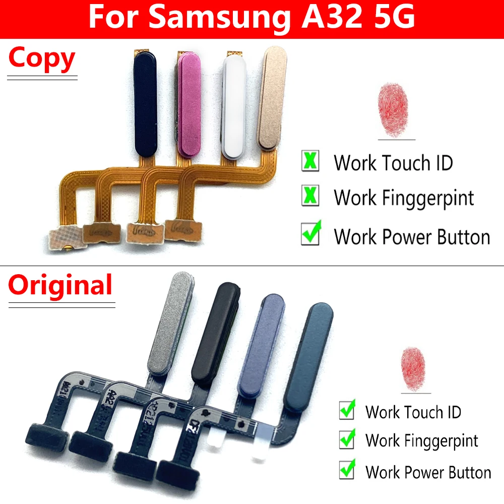 

Оригинал и копия A32 телефон Главная Кнопка отпечаток пальца сенсорный датчик идентификации гибкий кабель лента запасные части для Samsung Galaxy A32