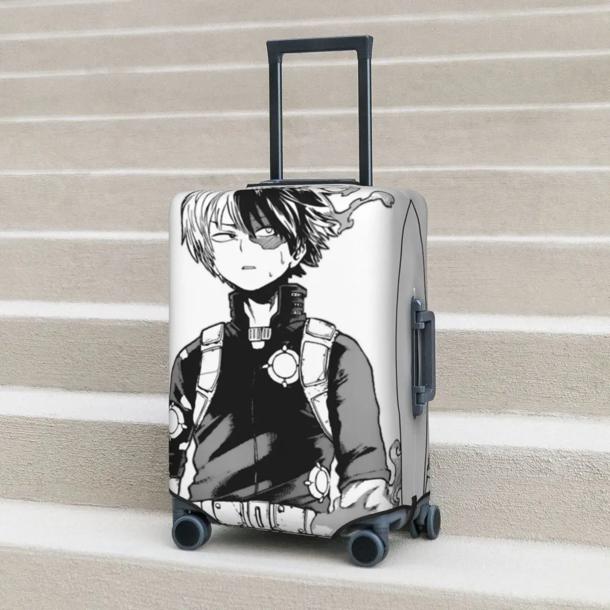 

Shoto Todoroki Sweating Suitcase Cover My Hero Academia Business Flight Strectch Luggage Supplies Protector