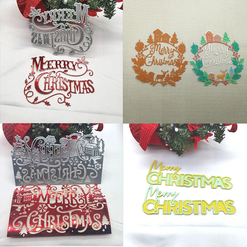 

Merry Christmas Cutting Dies Letter Die Cuts Metal Christmas Blessing Words for Invitation Card Making Scrapbooking Decorative