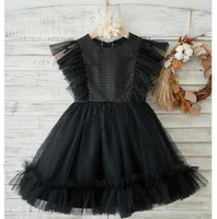 glitter black flower girl dresses sequin baby girl dress puffy princess little baby dress kid birthday dress first communion