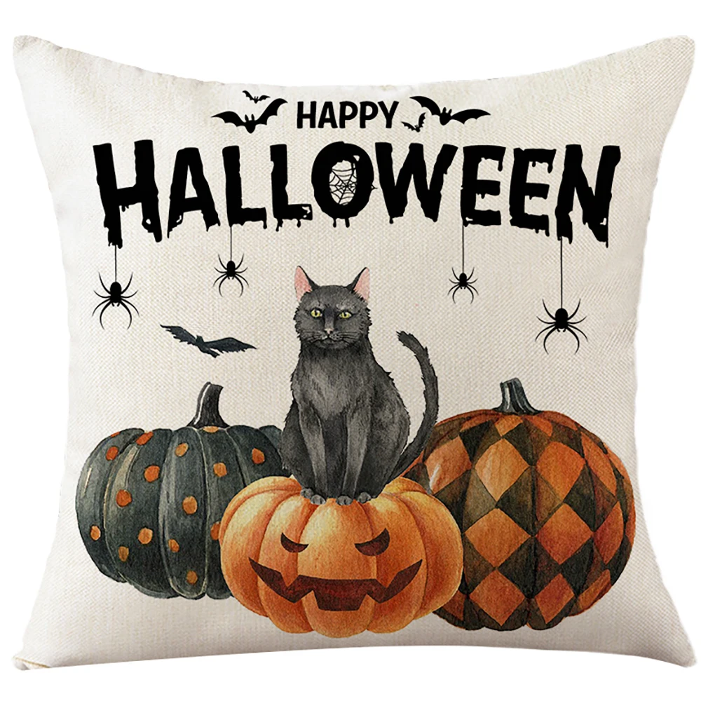 Чехол для подушки Zerolife на Хэллоуин льняной наволочка с принтом пумпкина 45 х45 см
