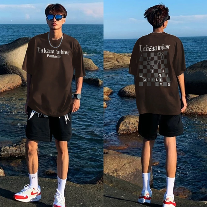 Модная красивая футболка Ins Chessboard с принтом из чистого хлопка индивидуальная