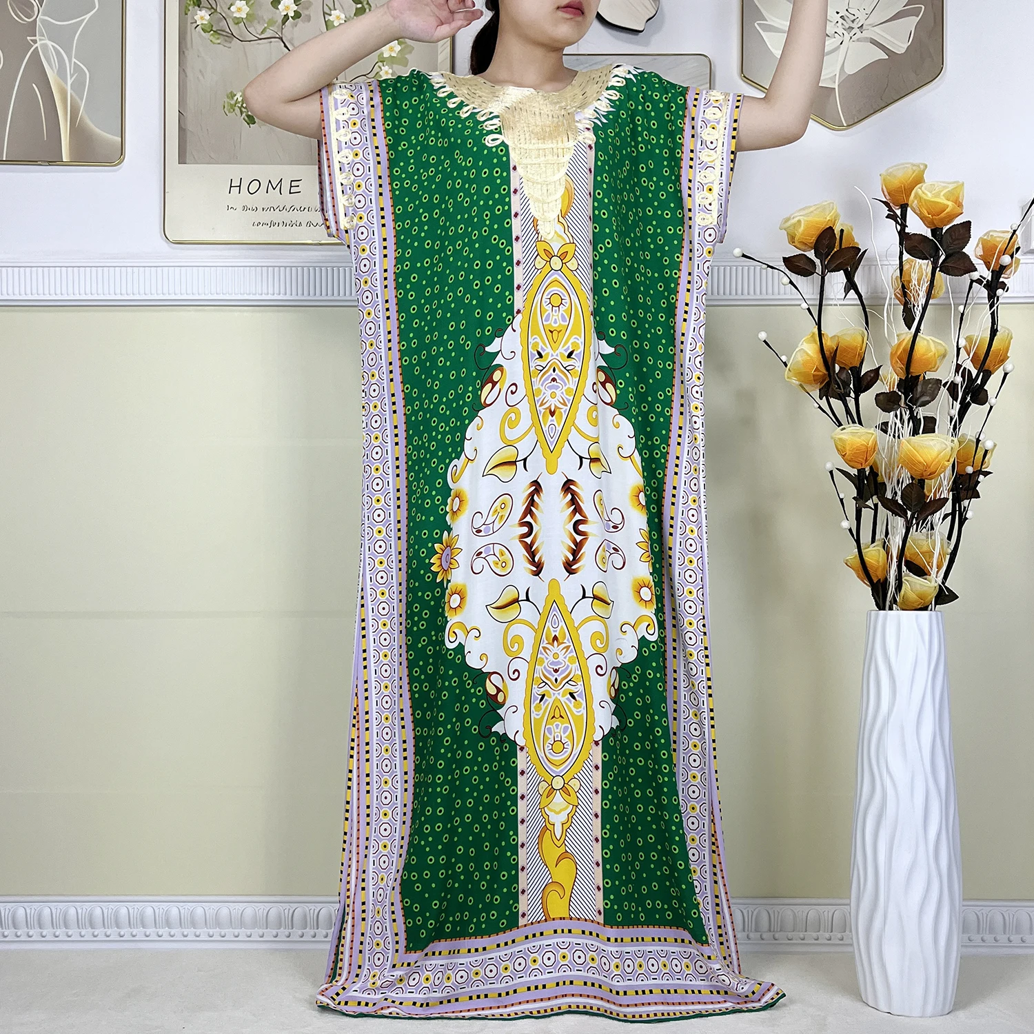 Новое женское платье с принтом в Дубае летнее свободное короткими рукавами