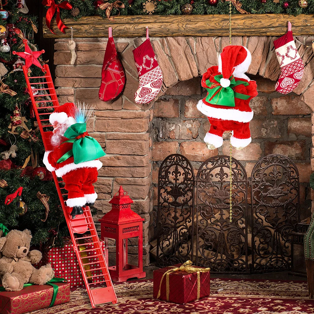 

Рождественские украшения Санта-Клаус электрическая лестница для скалолазания счастливая Рождественская елка подвесной декор для Рождест...