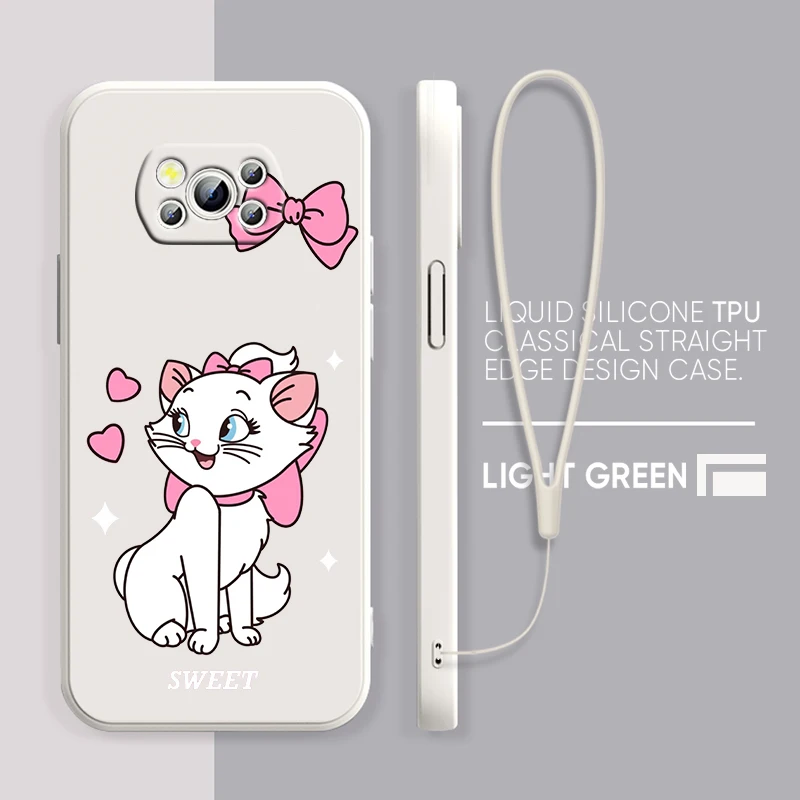 

Cartoon Marie Cat Cute Phone Case Xiaomi POCO M4 X4 F4 C40 X3 NFC F3 GT M4 M3 M2 Pro C3 X2 4G 5G Liquid Rope Cover Coque Capa
