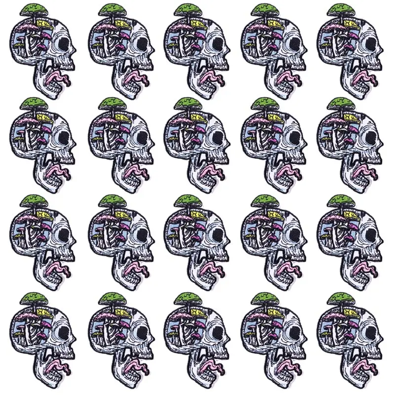 

Prajna 10 PCS Wholesale Skull Patches On Clothes Embroidered Patches Iron On Patches For Clothing DIY Punk Skull Patch Stickers