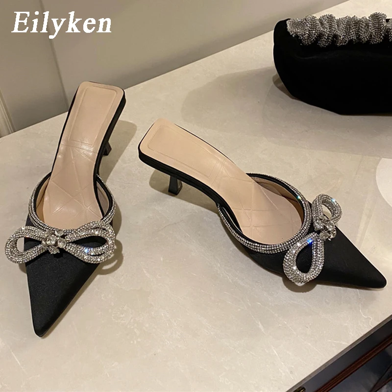 Eilyken/модные женские шлепанцы с бантом-бабочкой Дизайнерские летние тапочки на