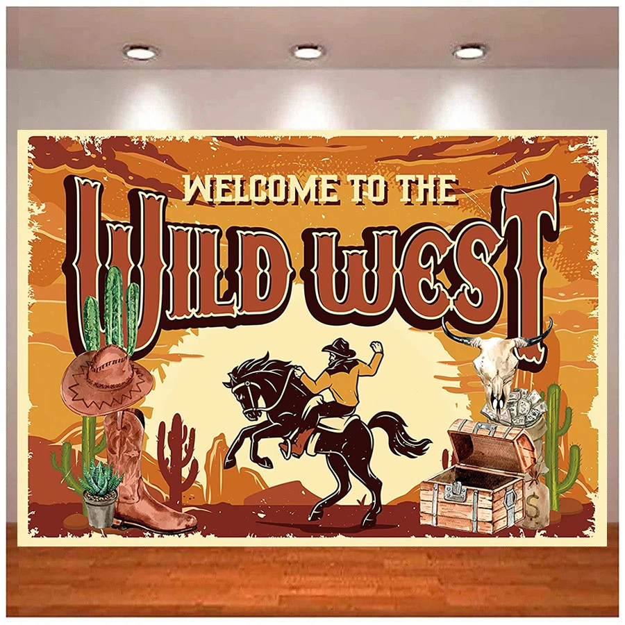 

Western Backdrop Banner Horses Birthday for Boy Girl Cowboy Cowgirl Theme Wild West Party Banner Wall Decor Photo Booth Poster