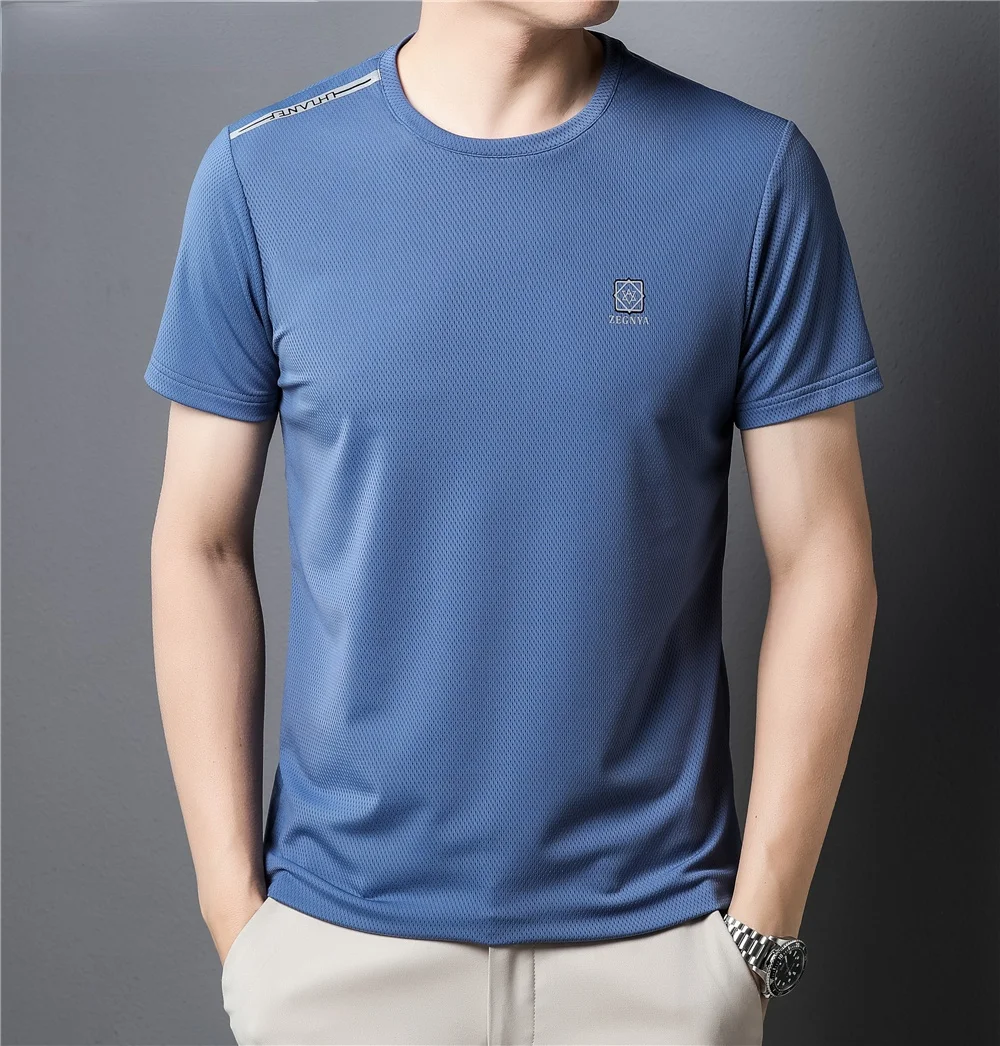 

Повседневная мужская футболка бренда Dinboa с круглым вырезом, Новое поступление на лето, Высококачественная Мужская Уличная одежда, футболка...