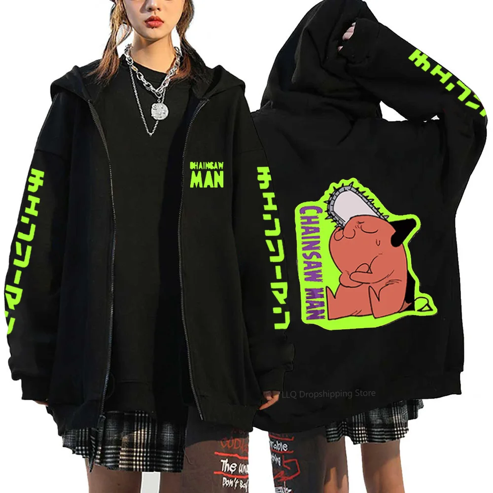 Anime Hoodie Chainsaw Man Hooded Hoodies Denji Makima Zipper Jacket Long Sleeve Zip Jackets Power Pochita Streetwear Sweater