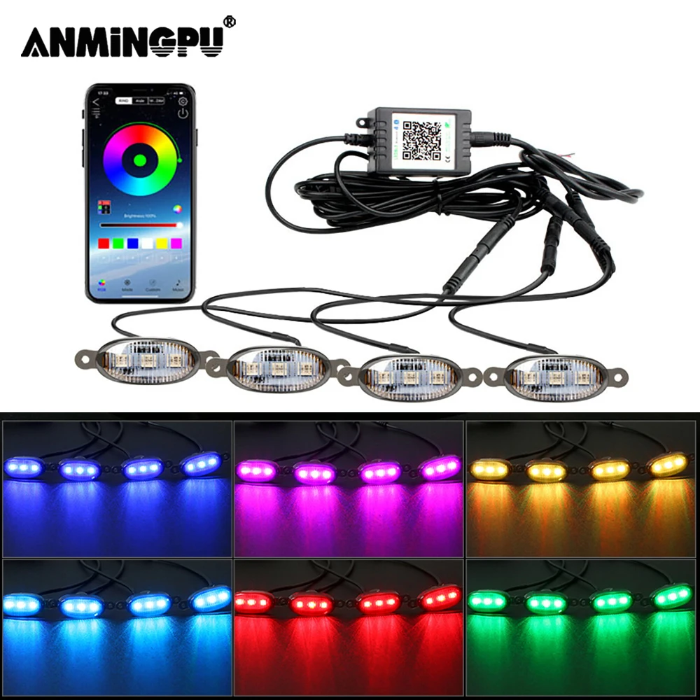 

ANMINGPU Car LED Grille Lights DRL Kit DIY RGB Front Grille Atmosphere Decorative Lamp for Offroad Car Pickup Truck SUV ATV