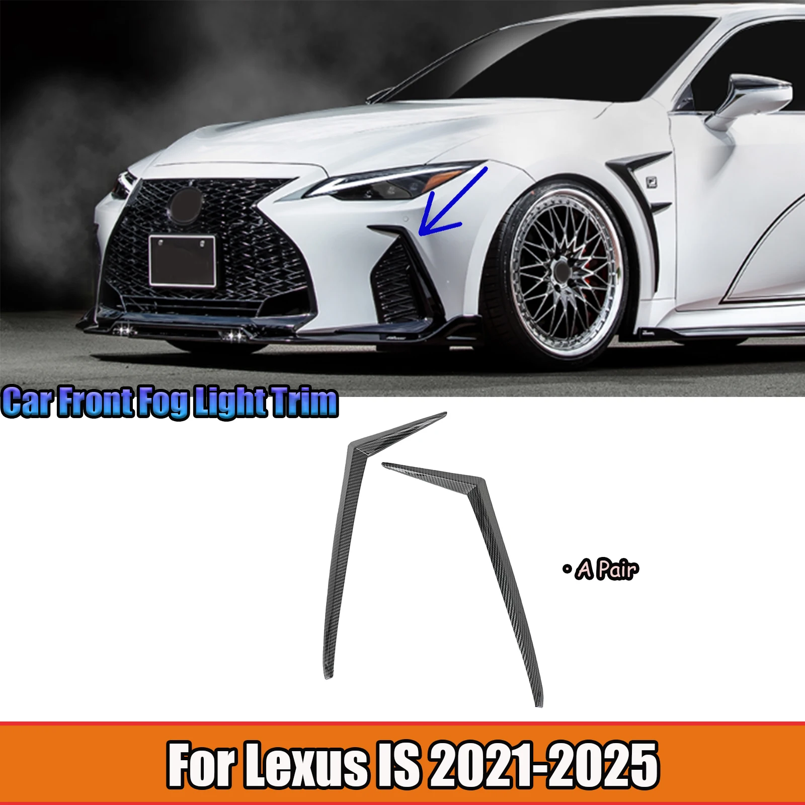 Фото Для Lexus IS 2021-2025 пара накладок на переднюю противотуманную фару в стиле Owen, комплекты кузова, автомобильные аксессуары, стиль из углеродного волокна, АБС-пластик №1