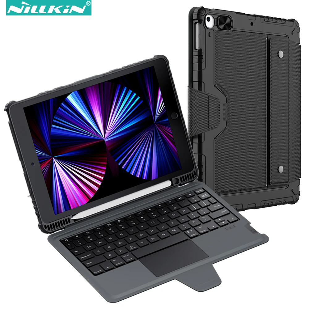 

Бампер Nillkin с комбинированной клавиатурой, чехол для Apple iPad 10,2 2019 / 2020 / 2021, 3 в 1, задняя крышка с Bluetooth-клавиатурой