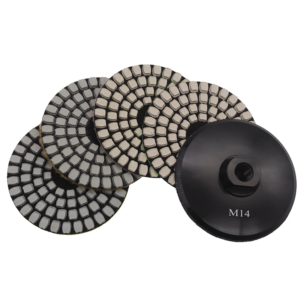 

5 шт./набор,4 - дюймовых сухих полировочных прокладок Сверхострые алмазные полировочные прокладки для гранитного мрамора с алюминиевой задней прокладкой M14